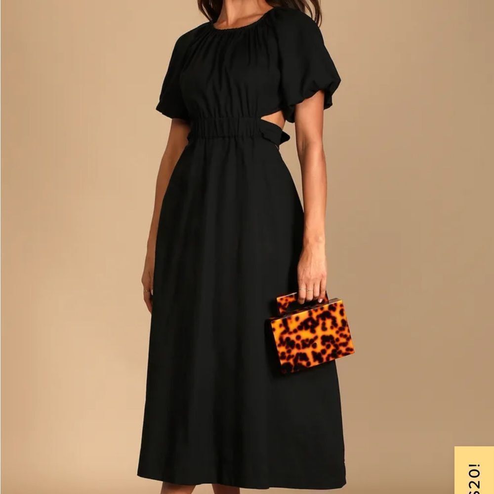 New Commemoration Black Puff Sleeve Cutout Maxi Dress Lulus